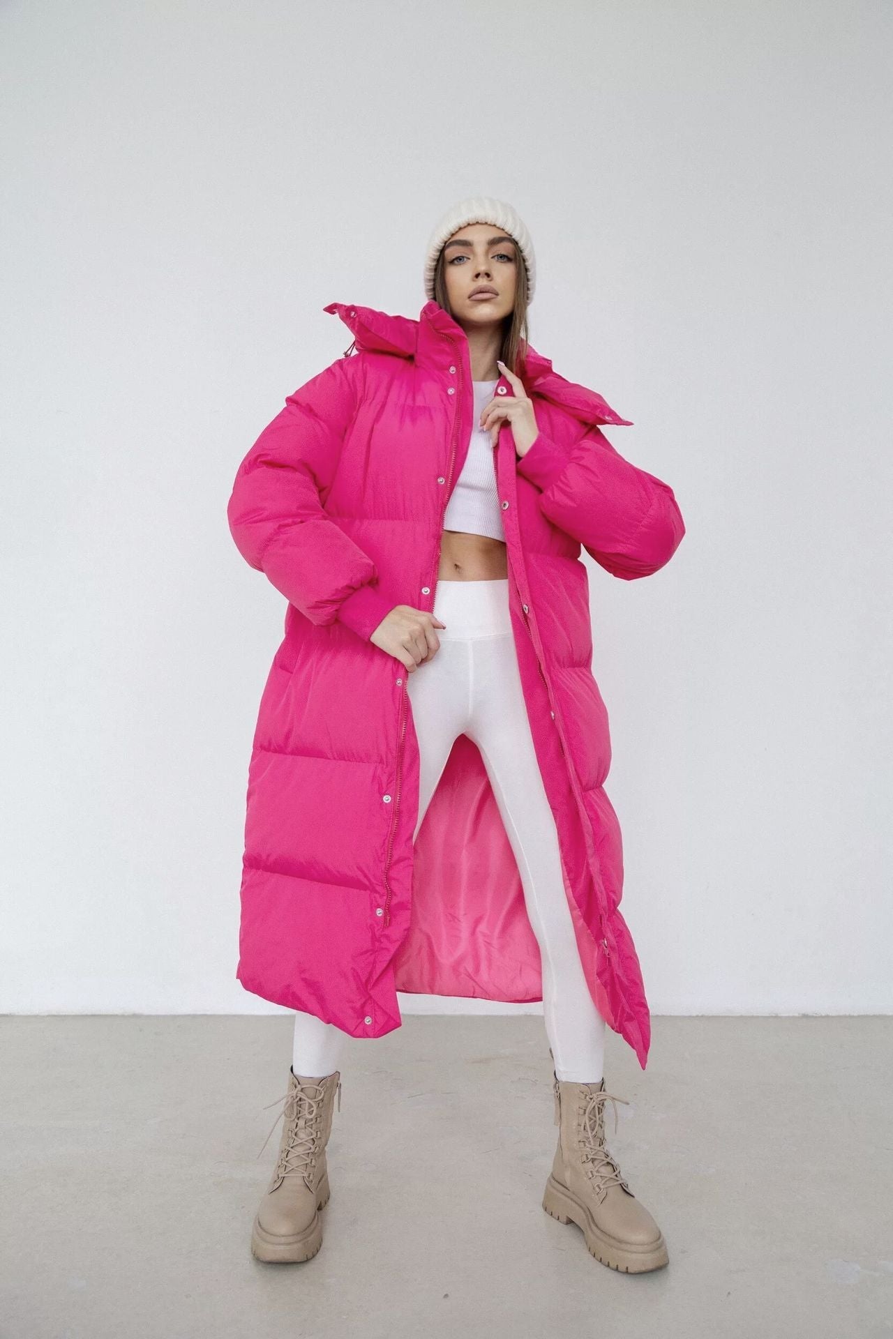 Warm Cozy Women's Puffer Coat - Longline, Cotton, Winter Rose Red 3D Changing Face Moving Picture Frame - Tophatter Daily Deals