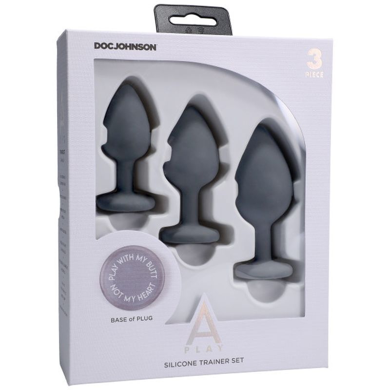 Play With My Butt Not My Heart Silicone Anal Trainer Set Grey > Anal Range > Butt Plug Kits - Tophatter Daily Deals