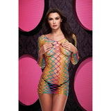 Rainbow Fishnet Mini Dress Lingerie One Size Flirty Wear > Clothes > Dresses and Chemises - Tophatter Daily Deals
