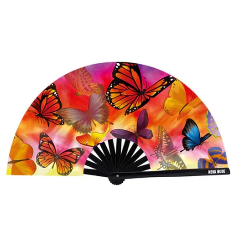Butterfly Garden Blacklight Folding Fan Adult Accessory > Clothes > Accessories - Tophatter Daily Deals