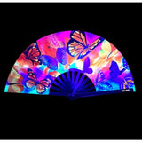 Butterfly Garden Blacklight Folding Fan Adult Accessory > Clothes > Accessories - Tophatter Daily Deals