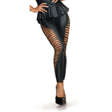 Stretch Wetlook Leggings with Cut Out Sides in Black Lingerie > Clothes > Hosiery > Pantyhose & Tights - Tophatter Daily Deals