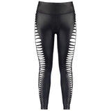 Stretch Wetlook Leggings with Cut Out Sides in Black Lingerie > Clothes > Hosiery > Pantyhose & Tights - Tophatter Daily Deals