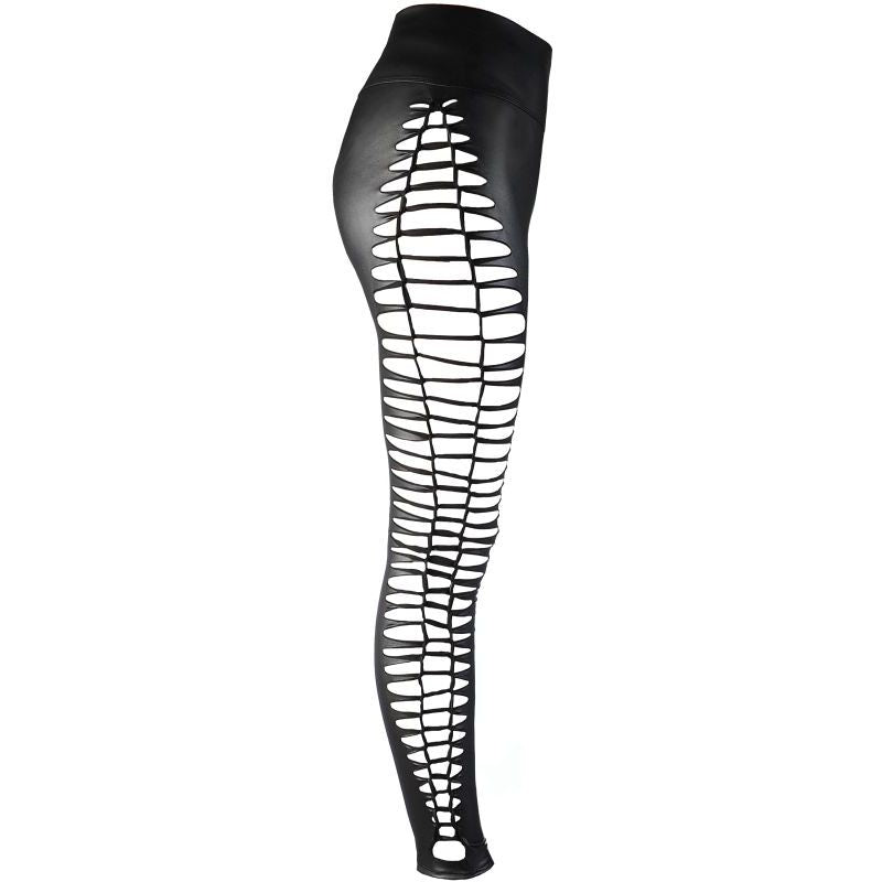 Stretch Wetlook Leggings with Cut Out Sides in Black Lingerie > Clothes > Hosiery > Pantyhose & Tights - Tophatter Daily Deals