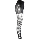 Stretch Wetlook Leggings with Cut Out Sides in Black Lingerie > Clothes > Hosiery > Pantyhose & Tights - Tophatter Daily Deals
