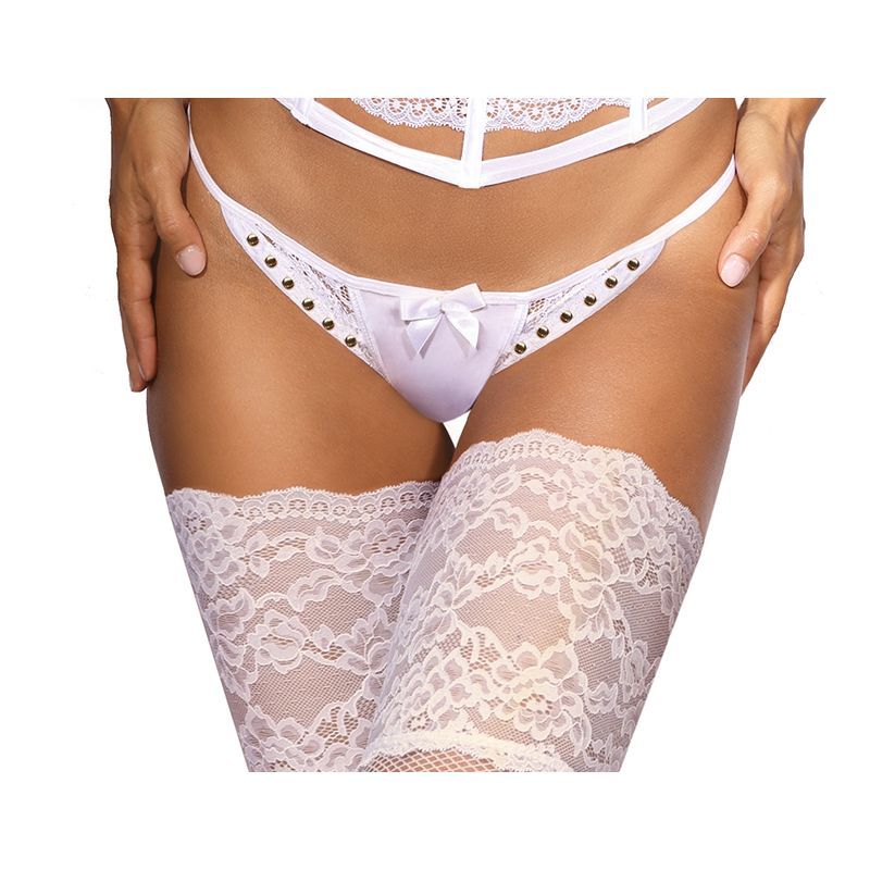 Microfiber and Lace G-String with Studs in White > Clothes > Panties - Tophatter Daily Deals