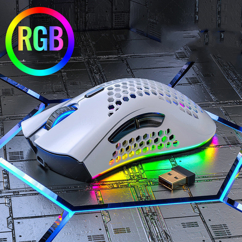 BLACK Silent Wireless Rechargeable Hole Gaming Mouse White 0 - Tophatter Daily Deals