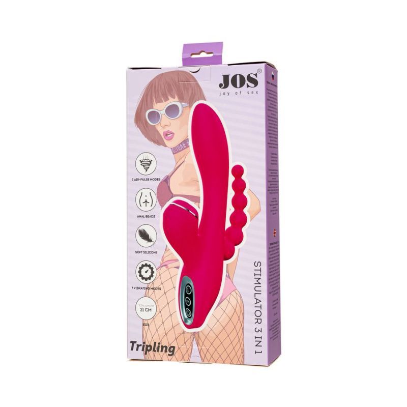 JOS Tripling Triple Stimulator – Waterproof Silicone Vibrator with Anal Beads and USB Rechargeable > Vibrators > Ladies > Rabbit Multi - Tophatter Daily Deals