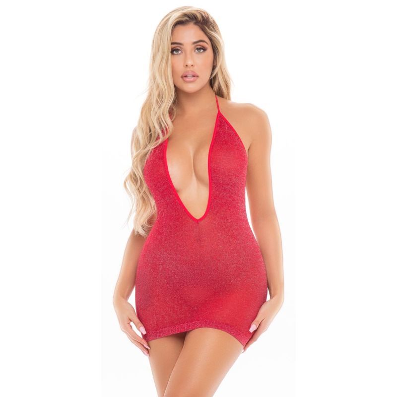 Love Bite Plunge Halter Dress – Sheer Lingerie Dress > Clothes > Dresses and Chemises - Tophatter Daily Deals