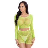 Leaf It to Me Sheer Net Green Short Set Lingerie by Pink Lipstick > Clothes > Lingerie Sets - Tophatter Daily Deals
