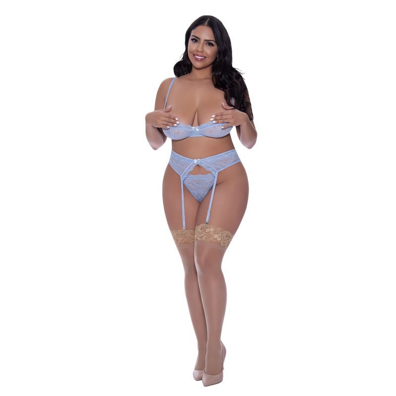 Demi Bra Garter and Thong Set UK Size S/M to L/XL > Clothes > Bra Sets - Tophatter Daily Deals