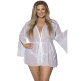 Flowing Short Robe with Lace and Slit Sleeves Sizes S-XL > Clothes > Womens Robes & Sleepwear - Tophatter Daily Deals