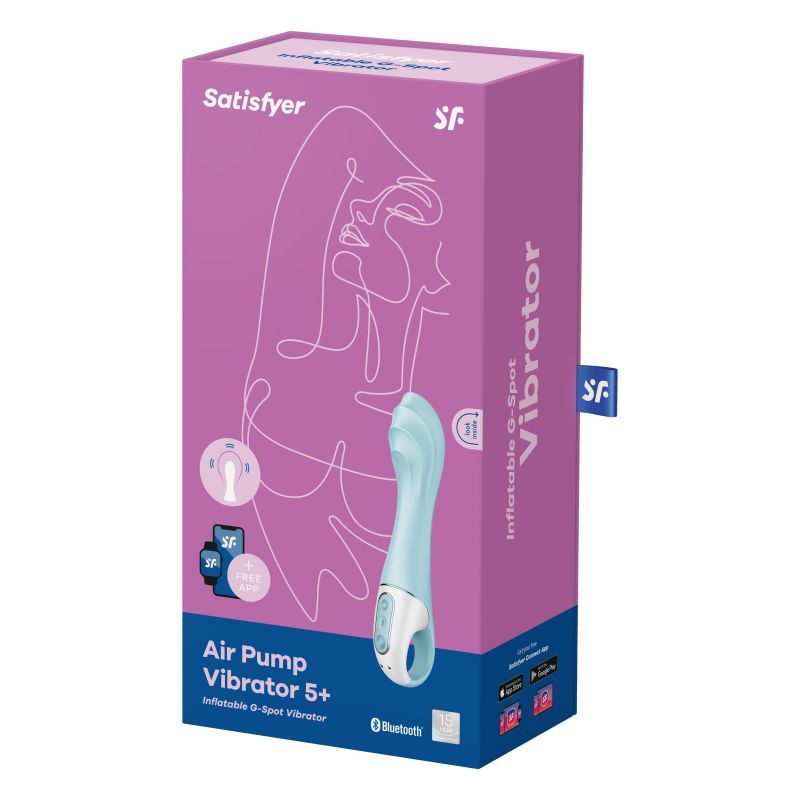 Satisfyer Air Pump Vibrator 5+ Blue 15mm Inflatable Shaft > Sex Toys For Ladies > G-Spot Vibrators - Tophatter Daily Deals