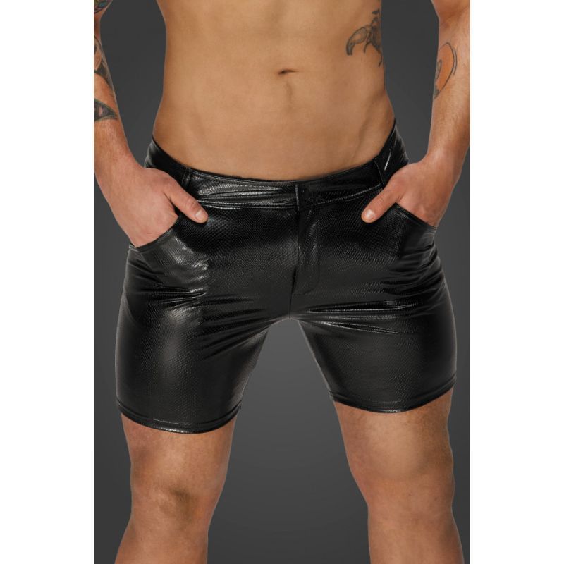 Snake Wetlook Mid-Length Shorts with Back Pockets for Men > Clothes > Mens Apparel - Tophatter Daily Deals