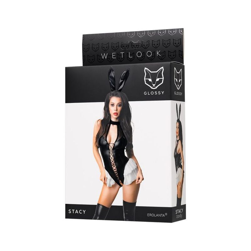 Glossy Stacy Bodysuit with Tie-Up Detail and Fluffy Tail > Clothes > Bodies and Playsuits - Tophatter Daily Deals
