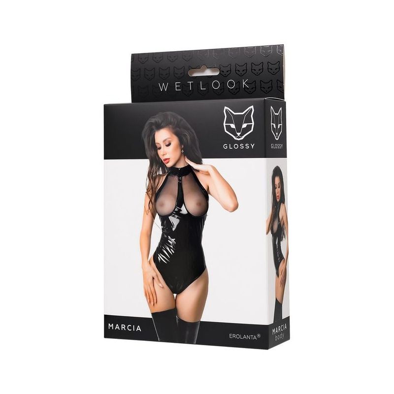 Glossy Marcia Bodysuit with Mesh Insert Size S-XL > Clothes > Bodies and Playsuits - Tophatter Daily Deals