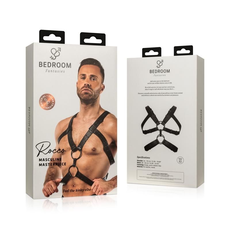 Rocco Bondage Harness Black Adjustable Faux Leather for Men > Clothes > Mens Harnesses - Tophatter Daily Deals