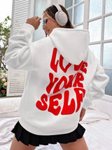 Oversized Relaxed Women's Hoodie - Back Print, Cotton White - Tophatter Daily Deals