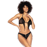 Fringe Halter Two Piece Set Black > Clothes > Bra Sets - Tophatter Daily Deals