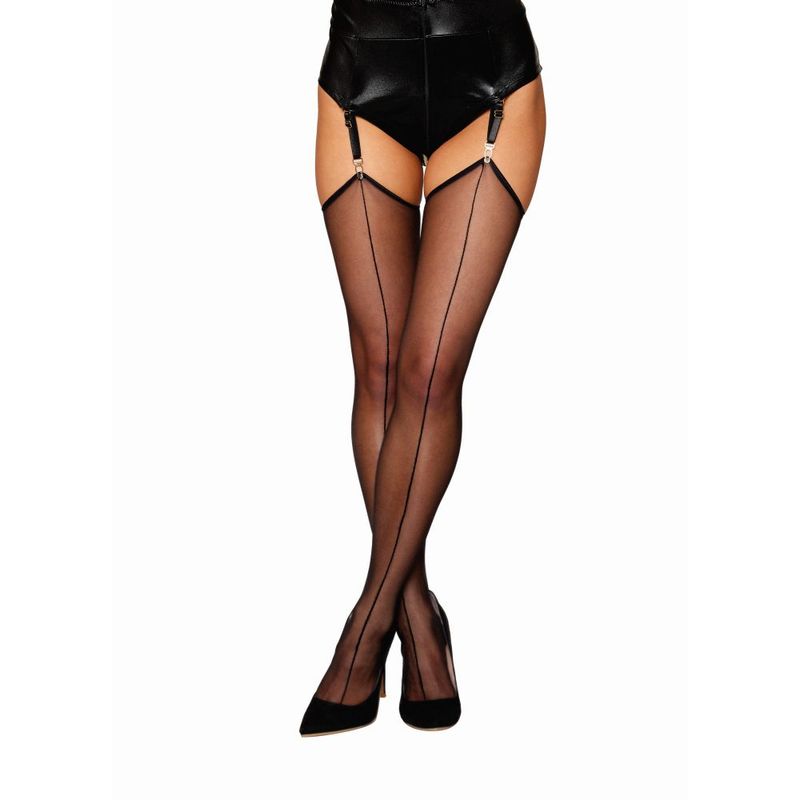 Dreamgirl Raw Edge Sheer Thigh High Stockings Black > Clothes > Hosiery > Stockings - Tophatter Daily Deals