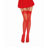 Dreamgirl Thigh High Fishnet Stockings (Black / Red) – Lace Top Stockings > Clothes > Hosiery > Stockings - Tophatter Daily Deals