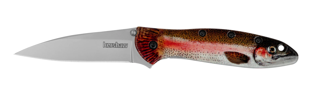 Kershaw Leek Trout - Assisted Opening - Painted Stainless Handle - 1660TROUT Assisted Opening - Tophatter Daily Deals