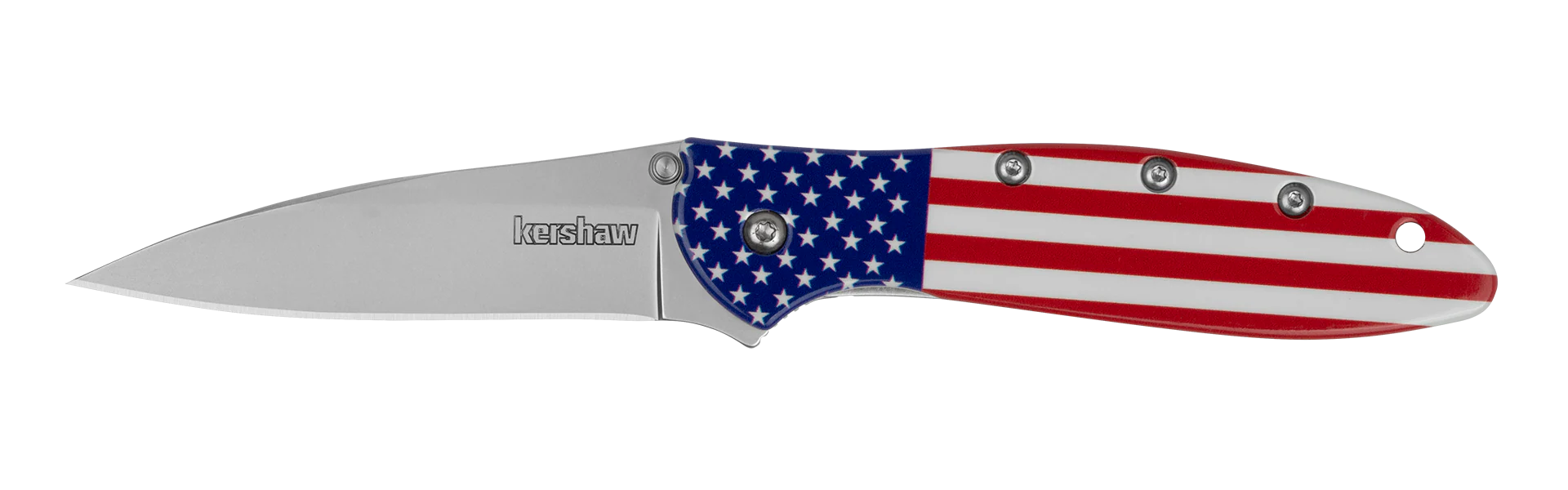 Kershaw Leek Flag - Assisted Opening - Painted Stainless Handle - 1660USA Assisted Opening - Tophatter Daily Deals