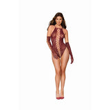 Dreamgirl Teddy with Gloves Burgundy > Clothes > Teddies - Tophatter Daily Deals