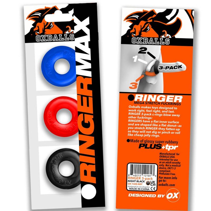 Ringer Max Three Piece Multi Colour Cockring Set > Cock Ring > Sets - Tophatter Daily Deals