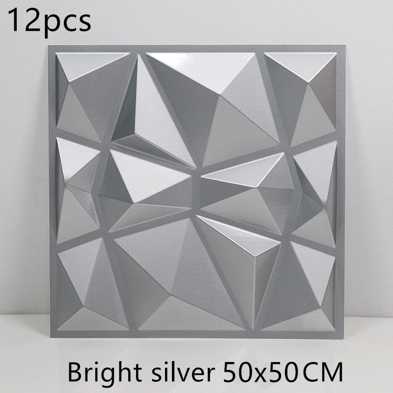 3D solid background wall panel Bright silver12pc 50X50 0 - Tophatter Daily Deals