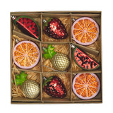 Set of 9 Fruit-Themed Christmas Tree Ornaments | Fruit Hanging Decorations Baubles - Tophatter Daily Deals