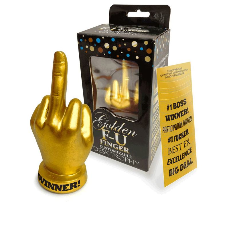 Golden FU Finger Trophy 6 Inch Customizable Award > Novelties > Games - Tophatter Daily Deals