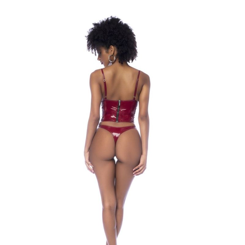 Wet Look Vinyl Two Piece Set in Glossy Wine > Clothes > Womens Latex - Tophatter Daily Deals