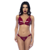 Wet Look Vinyl Two Piece Set Gloss Wine > Clothes > Bra Sets - Tophatter Daily Deals
