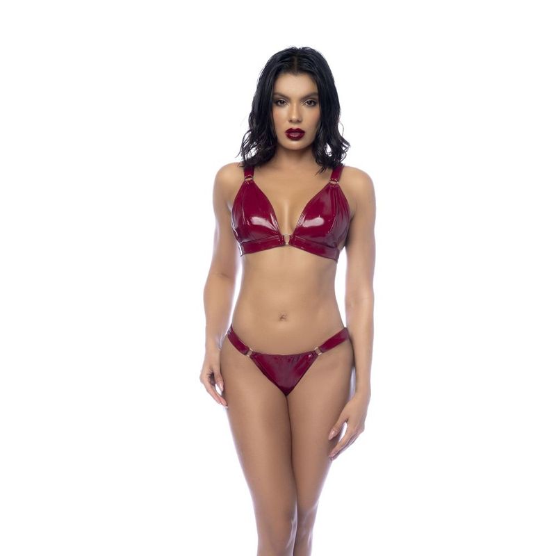 Wet Look Vinyl Two Piece Set Gloss Wine > Clothes > Bra Sets - Tophatter Daily Deals