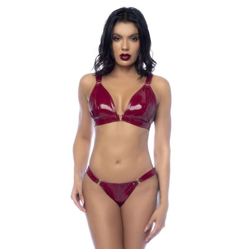 Wet Look Vinyl Two Piece Set Gloss Wine > Clothes > Bra Sets - Tophatter Daily Deals