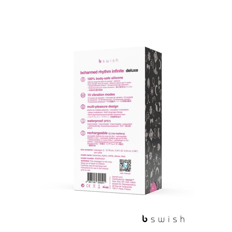 Bcharmed Rhythm Infinite Deluxe Black 15 Vibration Modes > Cock Ring > Vibrating - Tophatter Daily Deals