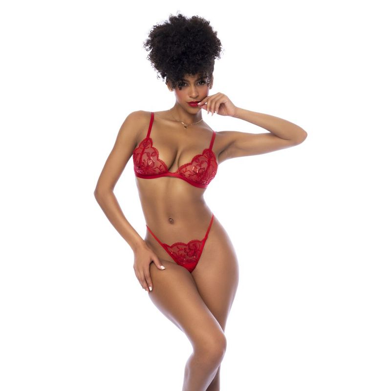 Red 3 Piece Set with Bralette, Garter Belt, and Thong – Luxury Lingerie Set > Clothes > Bra Sets - Tophatter Daily Deals