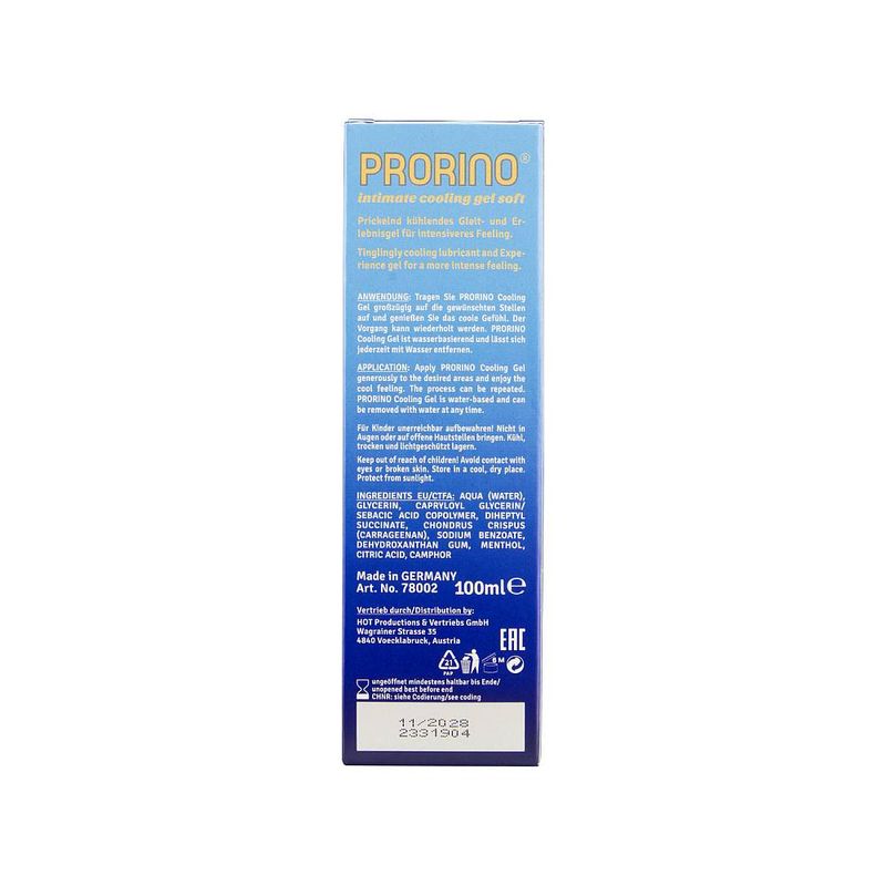 Prorino Cooling Gel Soft Lubricant 100ml Water-Soluble Formula > Lube > Water Based - Tophatter Daily Deals
