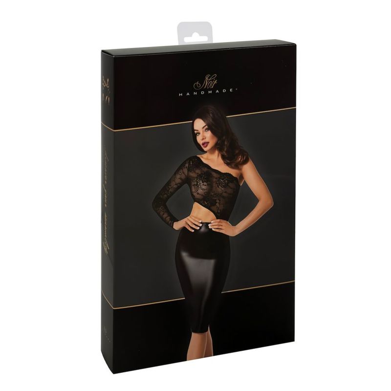 Erotica Midi Dress – Elegant Asymmetric Dress with Lace and Power Wetlook Fabric > Clothes > Dresses and Chemises - Tophatter Daily Deals