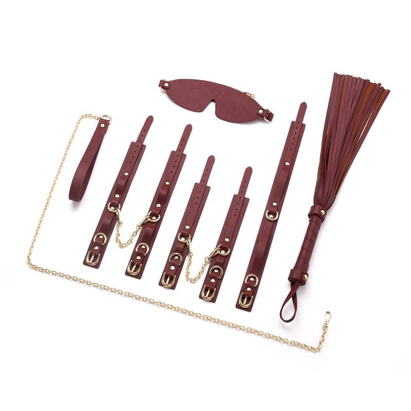 Deluxe 8-Piece Bondage Play Kit (Burgundy Gold) – BDSM Restraint Set > Bondage Gear > Bondage Kits - Tophatter Daily Deals