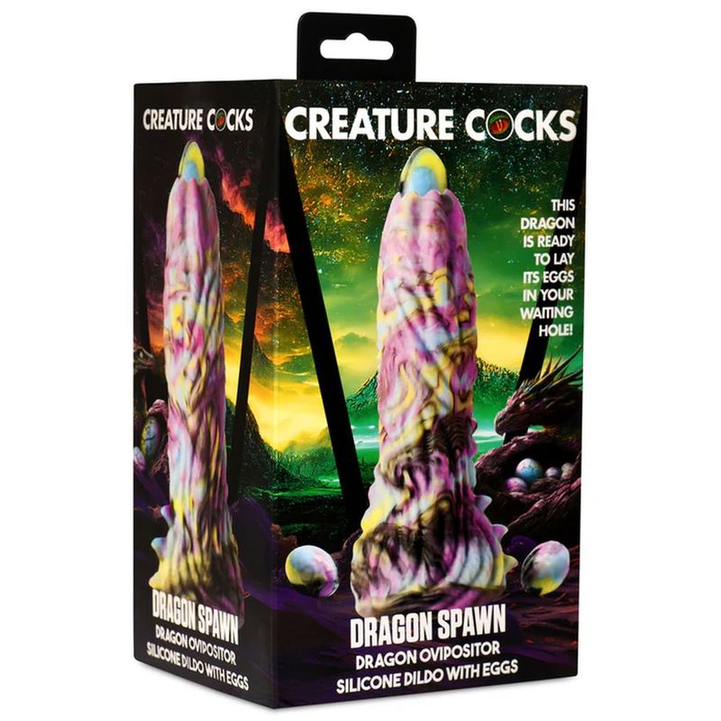 Dragon Spawn Dragon Ovipositor (Multicolor) – Silicone Dildo with Eggs 6 inch > Dildos > Fantasy - Tophatter Daily Deals