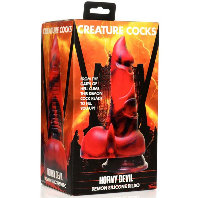 Creature Cocks Horny Devil Demon (Red and Black) 7.5 Inch Silicone Dildo > Dildos > Fantasy - Tophatter Daily Deals