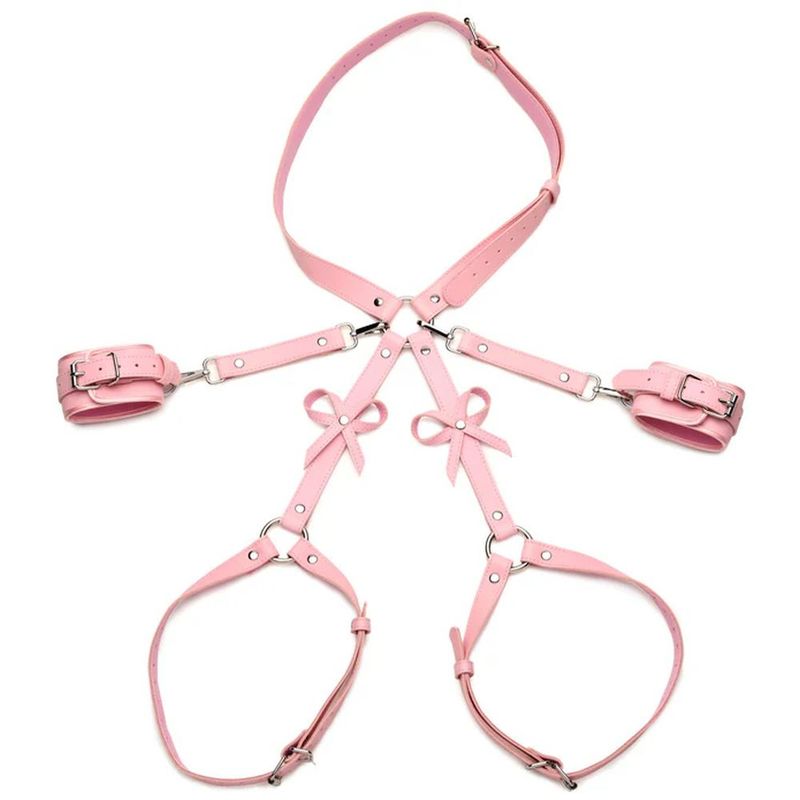 Bondage Harness with Bows (Pink) – Medium/Large Vegan Faux Leather Harness > Clothes > Womens Harnesses - Tophatter Daily Deals