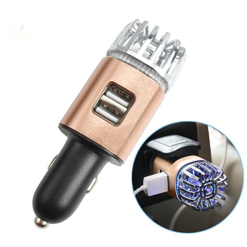 2 in 1 Car Charger Air Purifier Rose Gold 0 - Tophatter Daily Deals