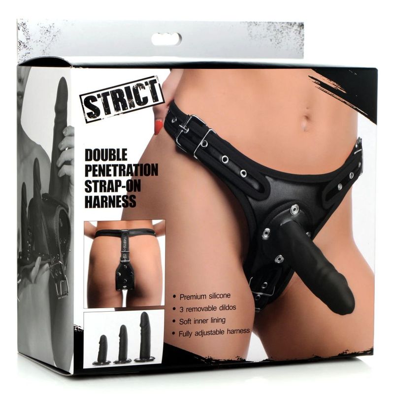 Double Penetration Strap-On Harness – Adjustable Triple Dildo Harness > Dildos > Strap On Harnesses - Tophatter Daily Deals