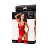 Glossy Doja (Red) – Elegant Wetlook Spandex Lingerie Bodysuit With Garter Straps > Clothes > Bodies and Playsuits - Tophatter Daily Deals