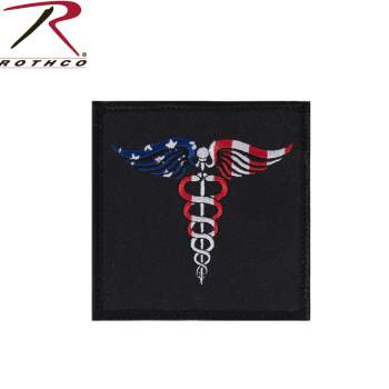 Rothco Caduceus Medical Symbol American Flag Patch with Hook Back - Tophatter Daily Deals