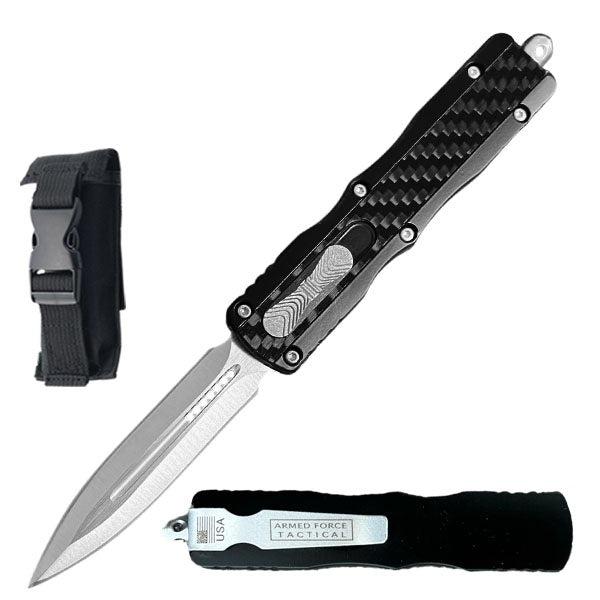 7.5" Death Stalker Automatic Dual Action Out The Front Knife Carbon Fiber - TOPHATTER'S ARMORY DEALS Collectible Weapons - Tophatter Daily Deals