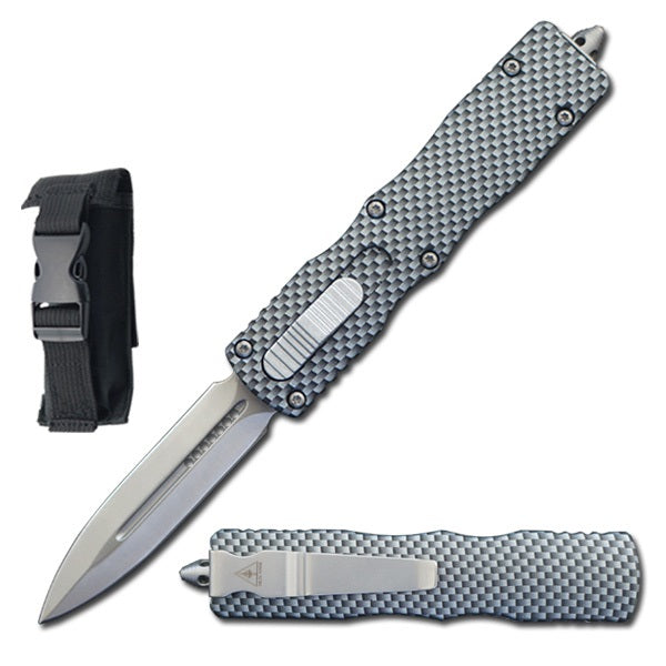 7.5" Carbon Fiber Death Stalker Automatic Dual Action Out The Front Knife - Tophatter's Guns'N'Weapons Store - FREE SHIPPING Collectible Weapons - Tophatter Daily Deals